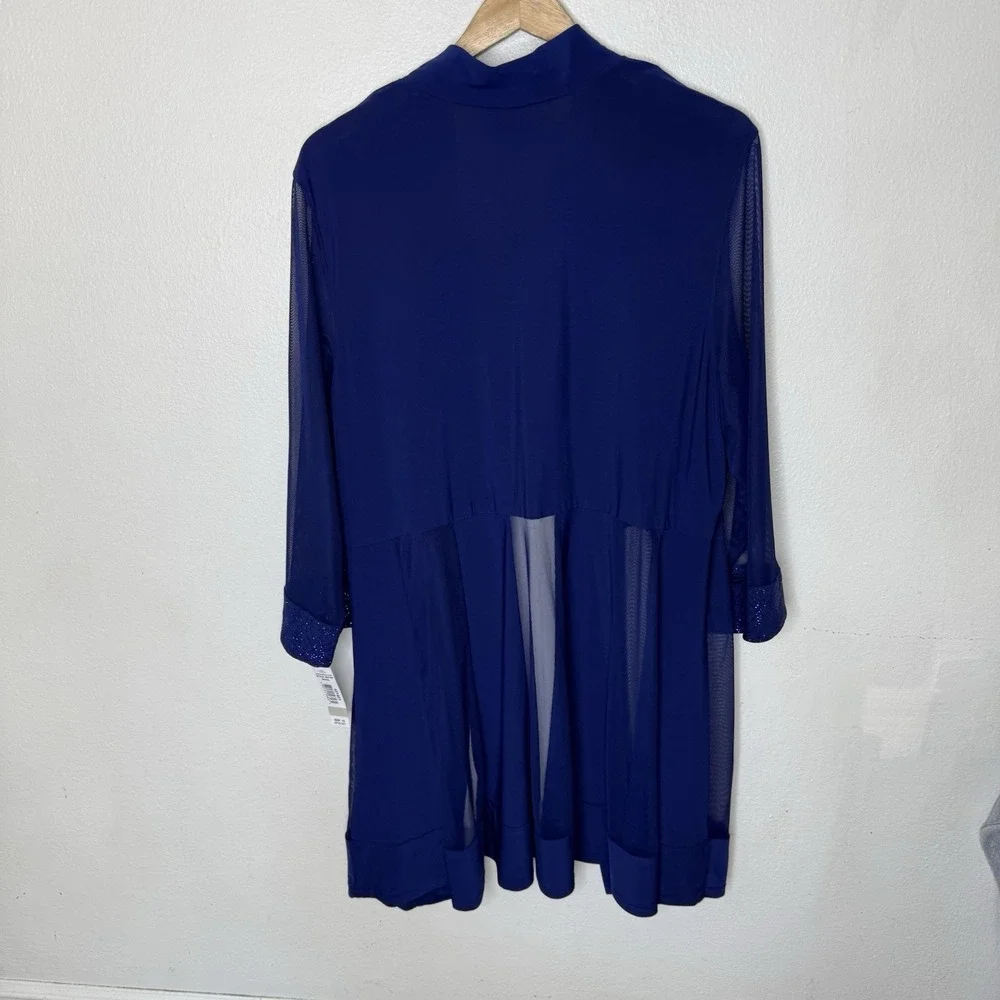 New‎ R And M Richard's Royal Blue Sheer 3/4 Sleeve Jacket And Dress Womens 1X